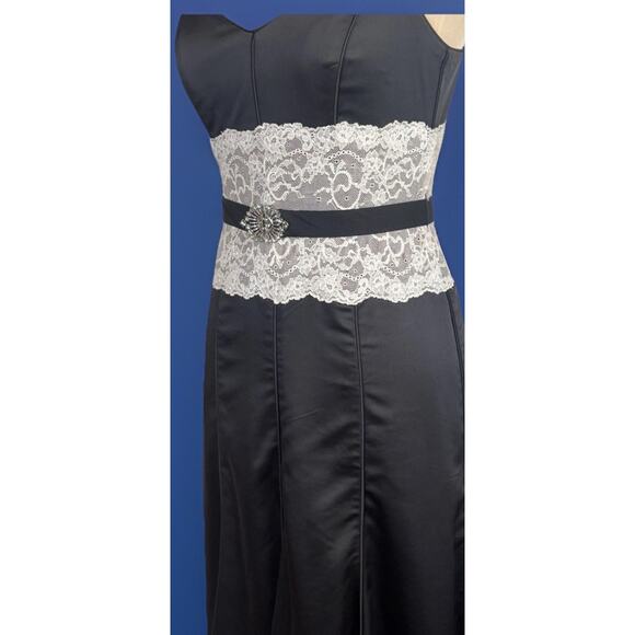 Y2k BCBG Max Azaria Black Cocktail Dress | Lace | Rhinestone Belt | Dark Romance - Picture 2 of 16